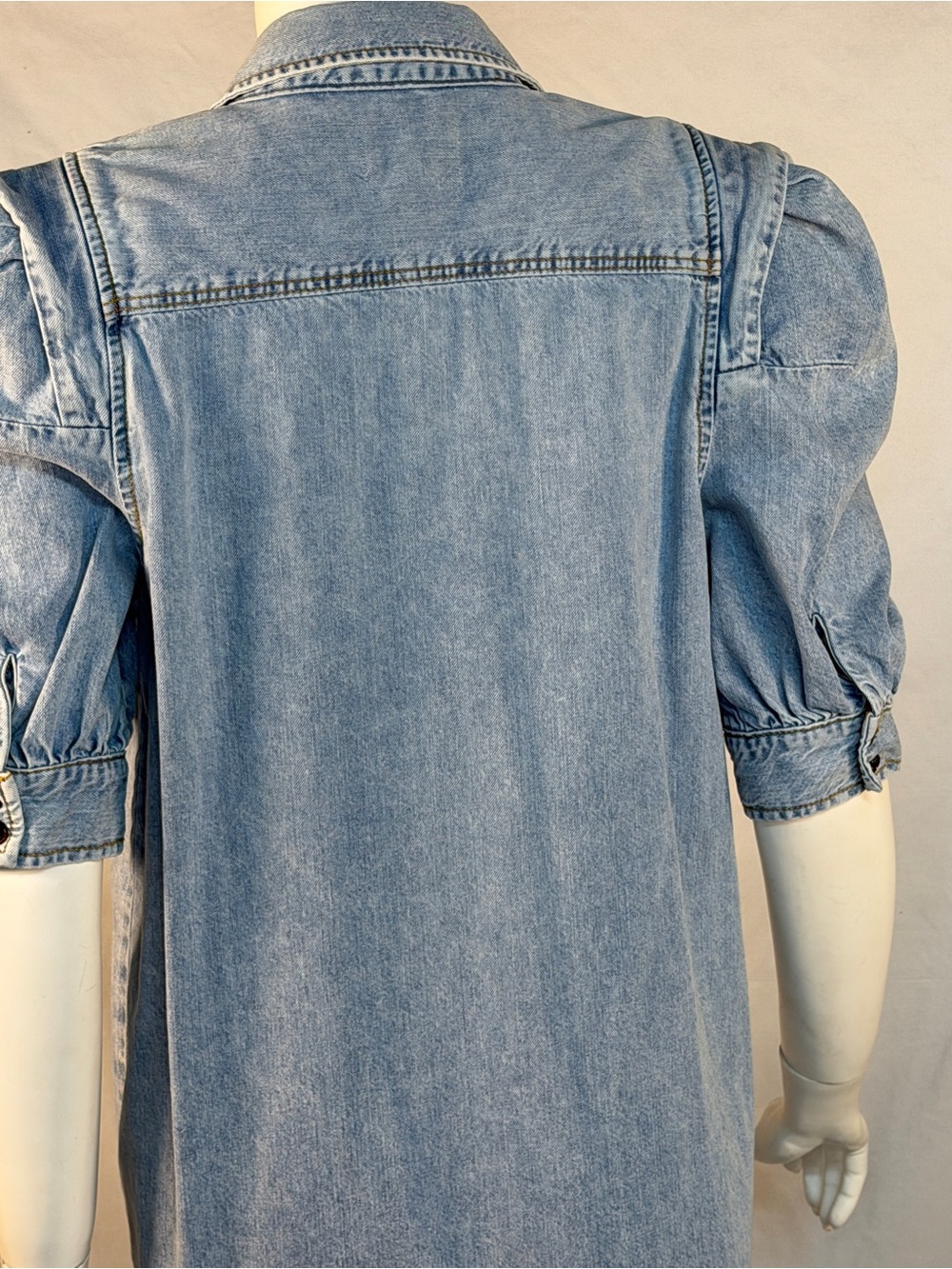 Frame Denim Light Blue Puff Sleeve Denim Shirt Dress - Picture 8 of 11